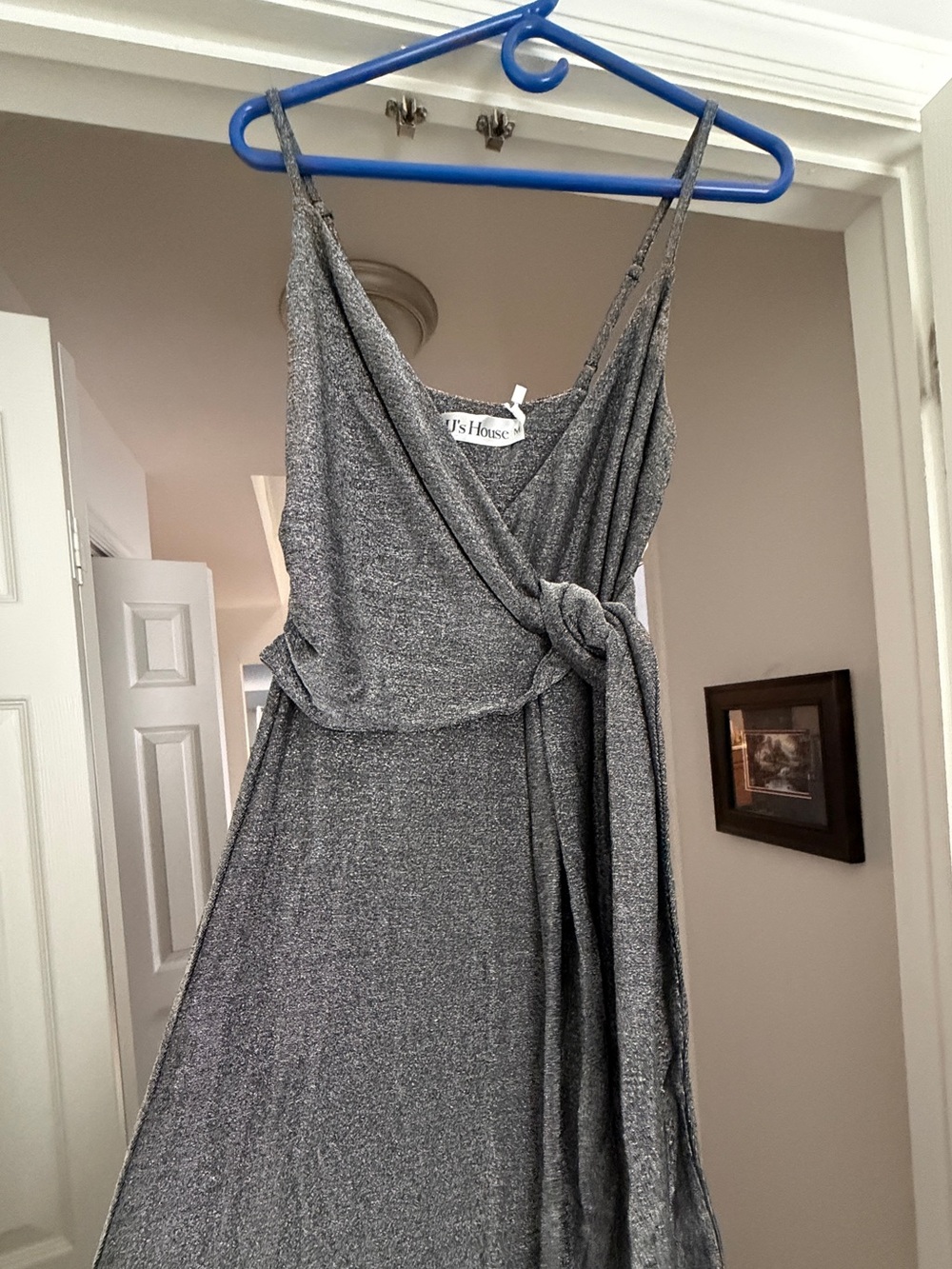 Silver Formal Bow Twist Dress "Marcena" Size M new